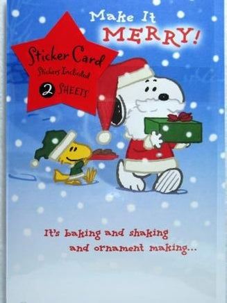 Snoopy Santa Christmas Card + 2 Sticker Sheets