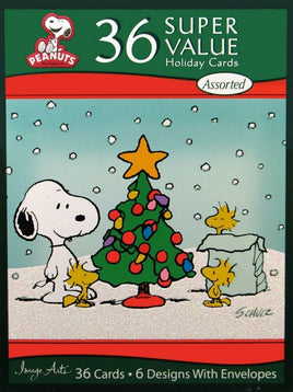 Peanuts Gang Christmas Card Assortment - SUPER VALUE: 36 CARDS! - snoopn4pnuts.com