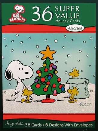 Peanuts Gang Christmas Card Assortment - SUPER VALUE: 36 CARDS! - snoopn4pnuts.com