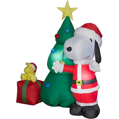 Snoopy Santa And Woodstock Christmas Scene Lighted Inflatable