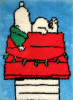 Snoopy Christmas Doghouse Latch Hook Wall Hanging / Rug (Completed/Ready To Hang)
