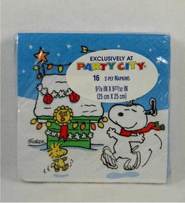 Snoopy's Decorated Doghouse Christmas Luncheon / Dessert Napkins