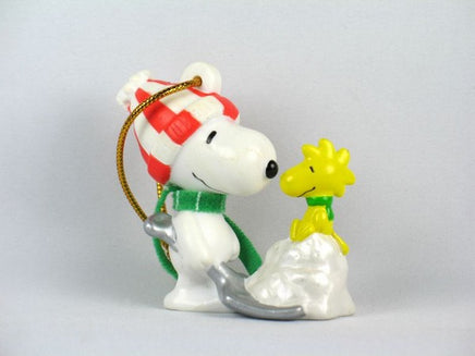Snoopy Shoveling Snow Pvc Ornament With Cloth Scarf