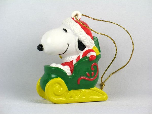 Snoopy Santa In Sleigh PVC Ornament