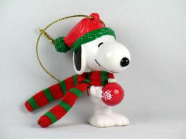 Snoopy Holding Ornament Pvc Ornament With Knit Scarf