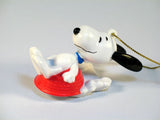 Snoopy Dog Dish Sledding PVC Ornament