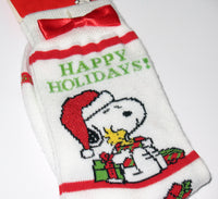 Snoopy Christmas Crew-Length Socks With Satin Bow And Glitter Accents