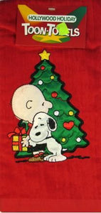 Charlie Brown Embroidered Christmas Hand Towel