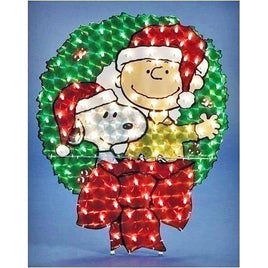 Charlie Brown & Snoopy Wreath Lighted Yard Art (100 Lights!) - Very High Quality!