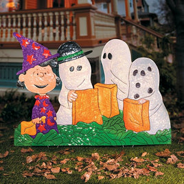 Peanuts Gang Halloween Hammered Metal Yard Art - Trick Or Treat (3 Feet Wide!) - snoopn4pnuts.com