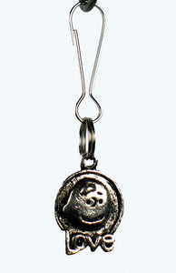 Charlie Brown 2-D Pewter-Finish Zipper Pull - LOVE